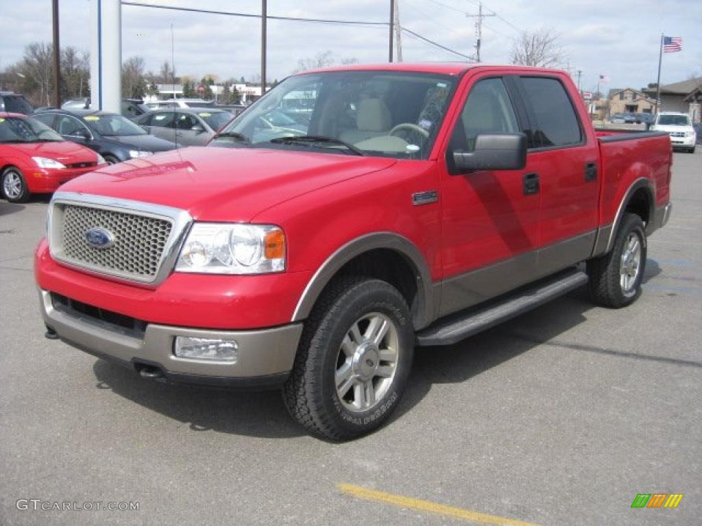 2004 F150 Lariat SuperCrew 4x4 - Bright Red / Tan photo #10