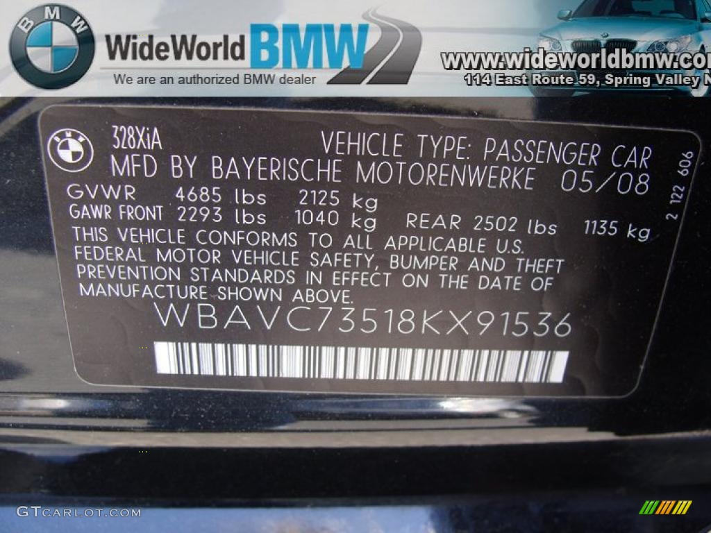 2008 3 Series 328xi Sedan - Black Sapphire Metallic / Black photo #15