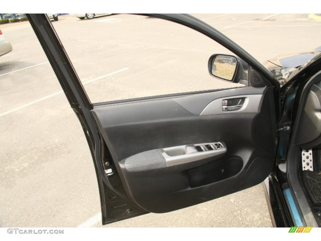 2008 Subaru Impreza WRX STi Carbon Black/Graphite Gray Alcantara Door Panel Photo #46941414