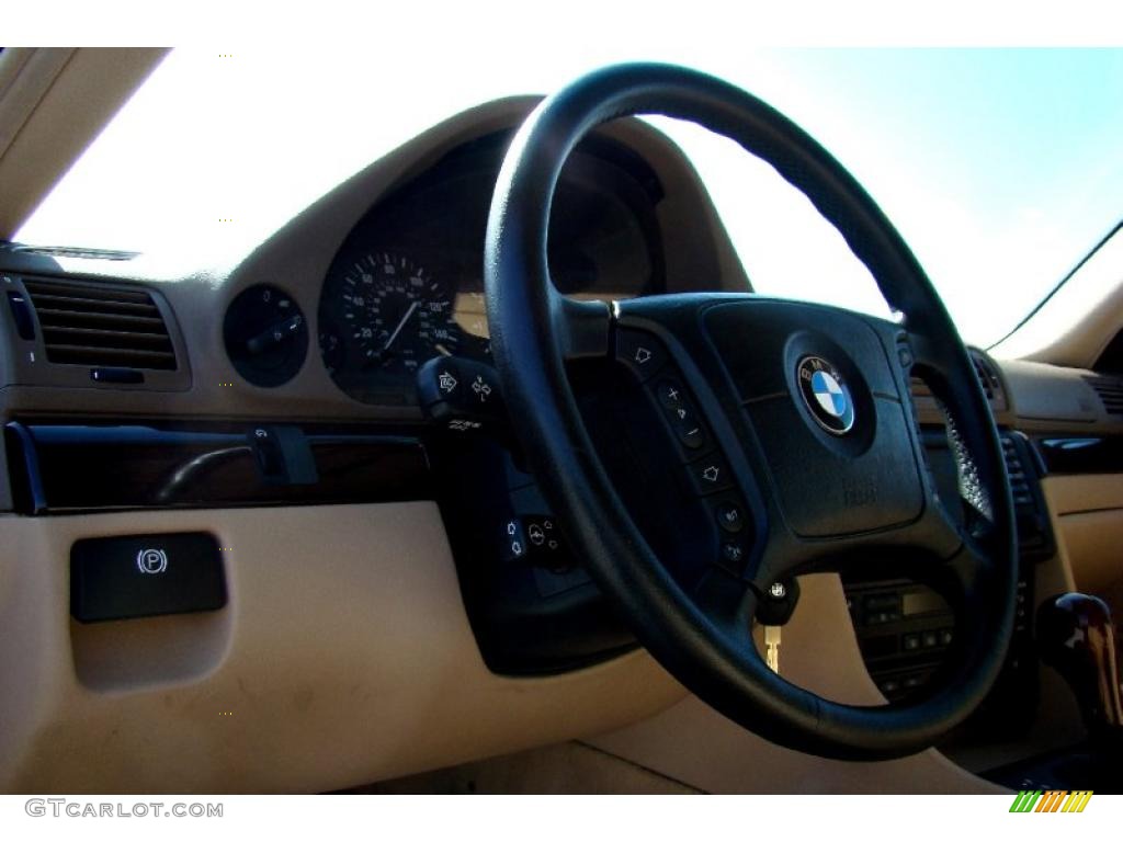 2001 BMW 7 Series 740iL Sedan Sand Beige Steering Wheel Photo #46946784