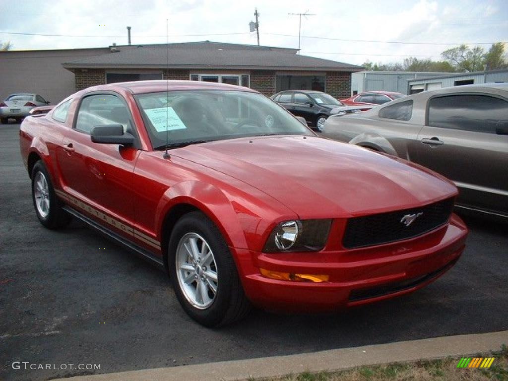 2006 Mustang V6 Deluxe Coupe - Redfire Metallic / Light Parchment photo #1