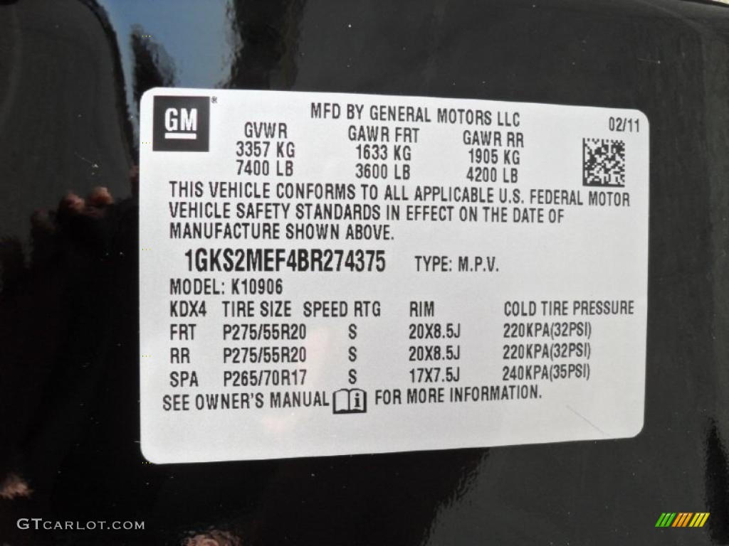 2011 GMC Yukon XL Denali AWD Info Tag Photos