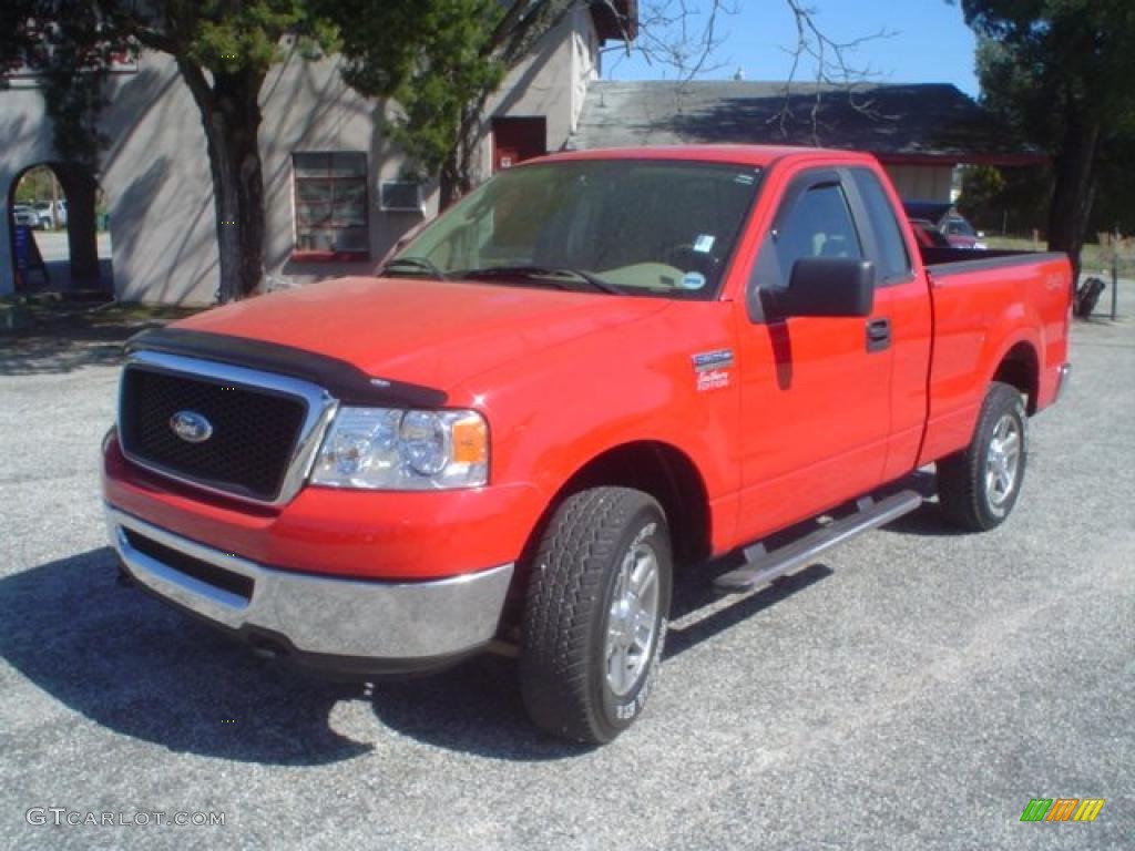 Bright Red 2007 Ford F150 XLT Regular Cab 4x4 Exterior Photo #46965351