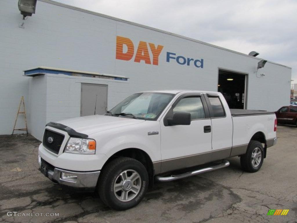 2005 F150 XLT SuperCab 4x4 - Oxford White / Tan photo #1