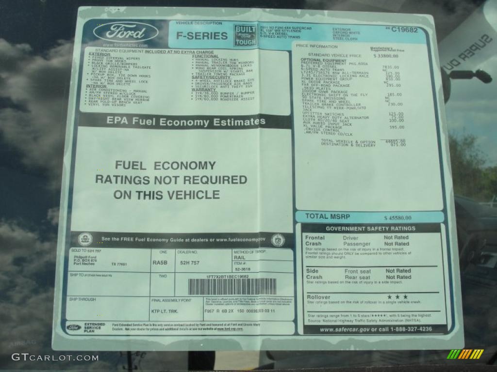 2011 Ford F250 Super Duty XL SuperCab 4x4 Window Sticker Photo #46971348