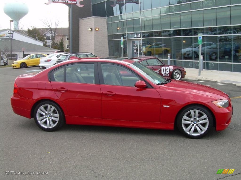 2007 3 Series 328i Sedan - Crimson Red / Beige photo #1