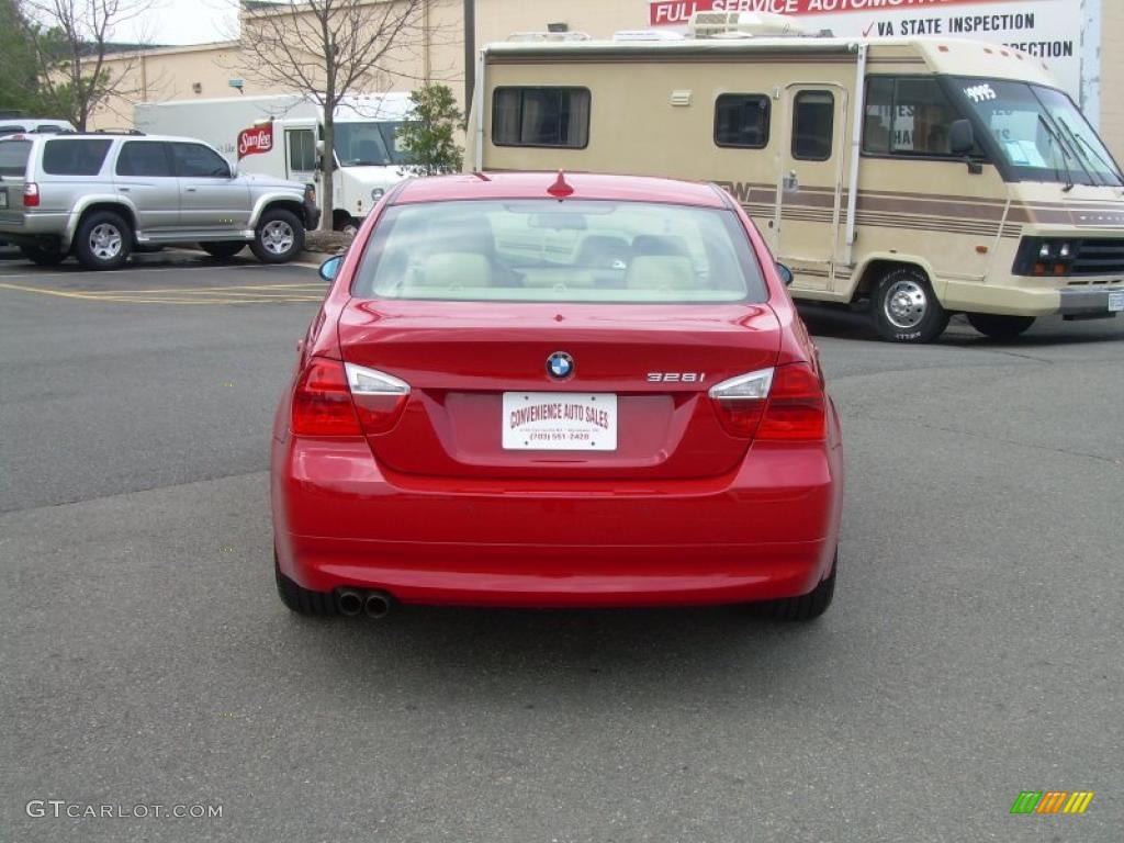 2007 3 Series 328i Sedan - Crimson Red / Beige photo #7