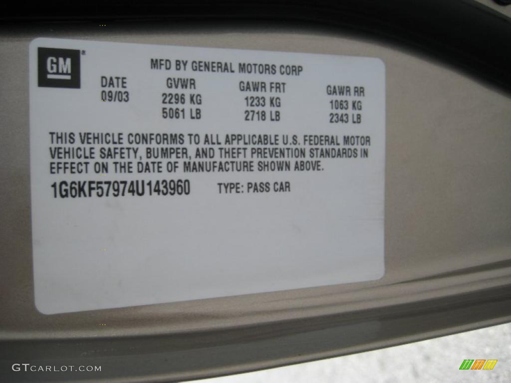 2004 Cadillac DeVille DTS Info Tag Photo #46975590