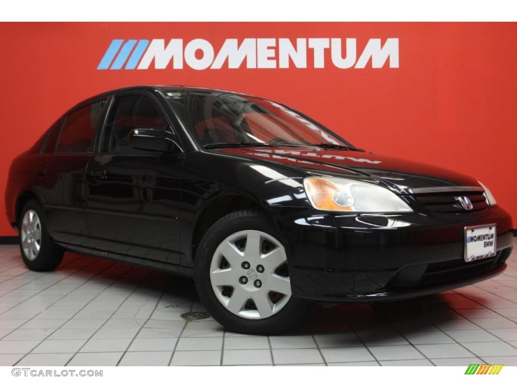 2002 Civic EX Sedan - Nighthawk Black Pearl / Black photo #1