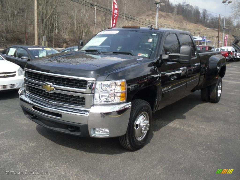 Black 2007 Chevrolet Silverado 3500HD LT Crew Cab 4x4 Dually Exterior Photo #46983570