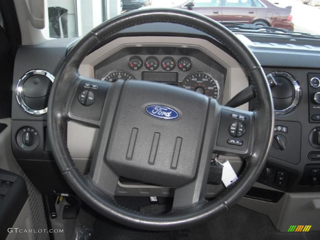 2010 Ford F250 Super Duty FX4 Crew Cab 4x4 Medium Stone Steering Wheel Photo #46987629