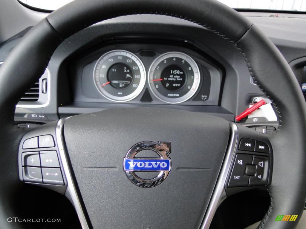 2012 Volvo S60 T5 Beechwood Brown/Off Black Steering Wheel Photo #46991790