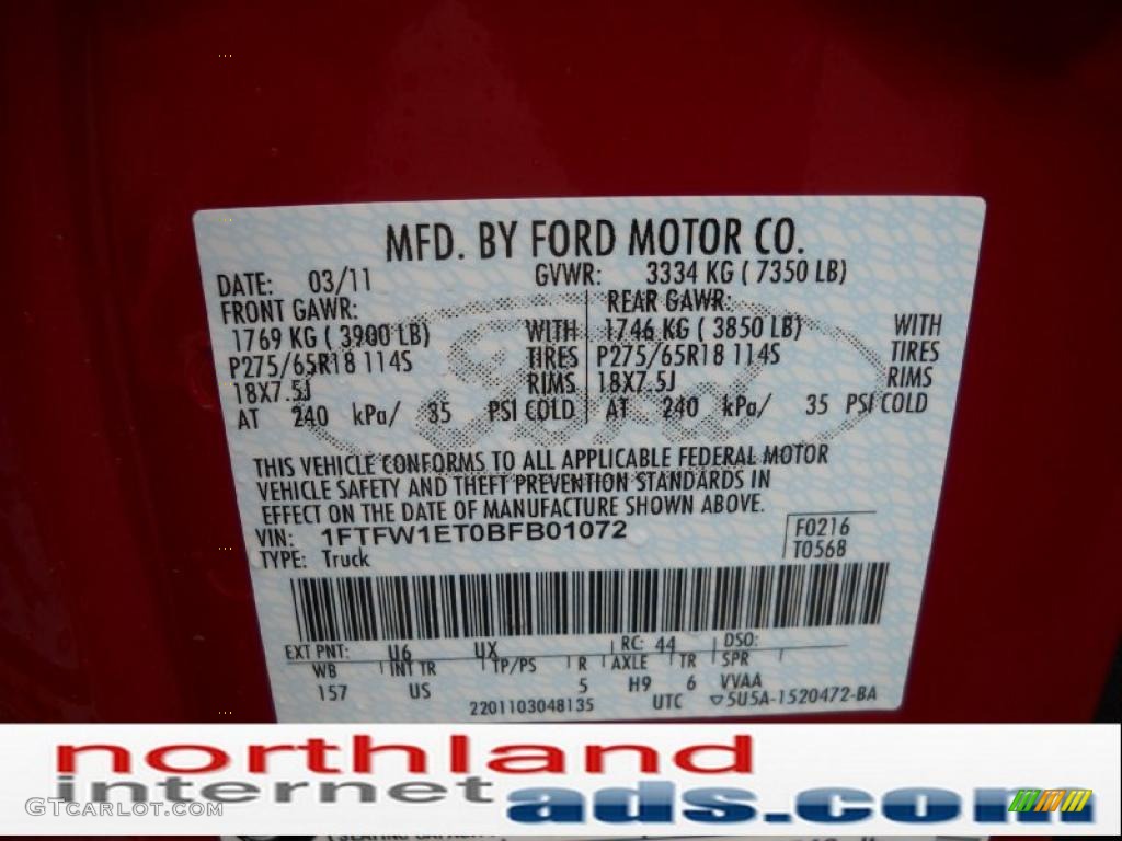 2011 F150 XLT SuperCrew 4x4 - Red Candy Metallic / Steel Gray photo #11