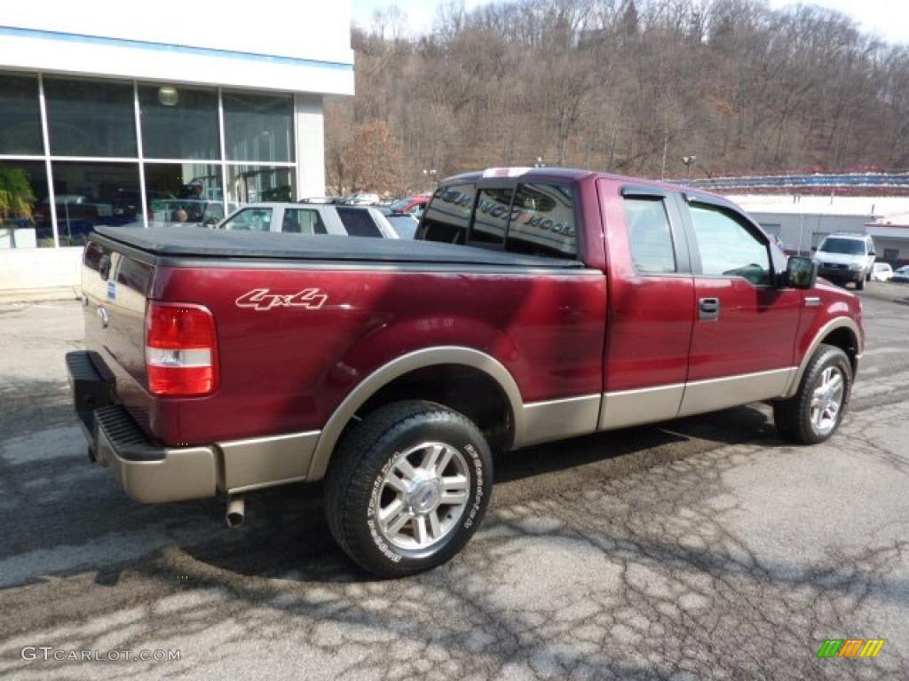 2006 F150 Lariat SuperCab 4x4 - Dark Toreador Red Metallic / Tan photo #2