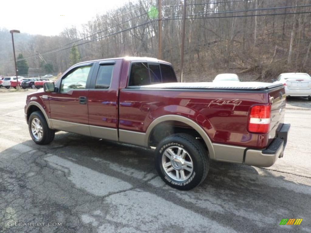 2006 F150 Lariat SuperCab 4x4 - Dark Toreador Red Metallic / Tan photo #4