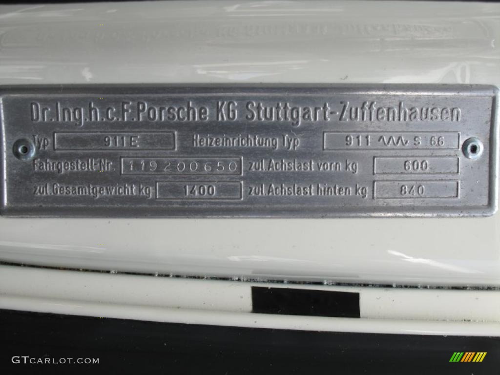 1969 Porsche 911 E Coupe Info Tag Photo #46997517