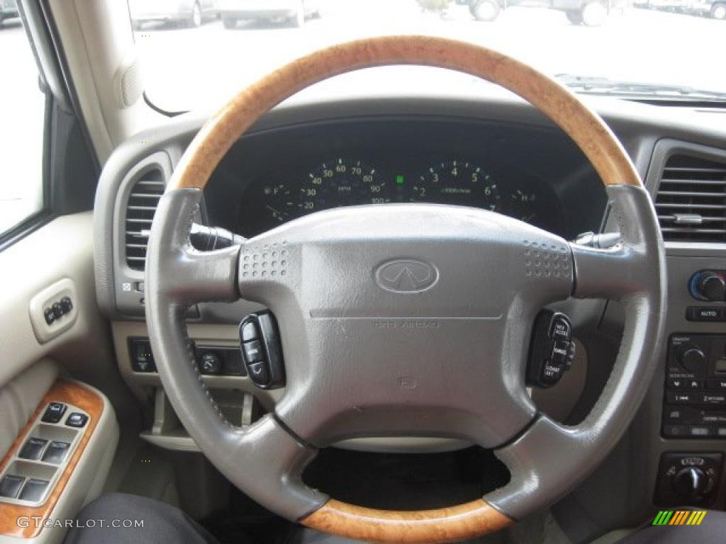 2001 Infiniti QX4 4x4 Stone Beige Steering Wheel Photo #47001444