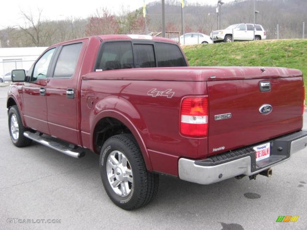 2006 F150 Lariat SuperCrew 4x4 - Dark Toreador Red Metallic / Black photo #8