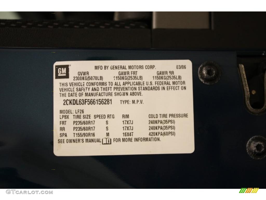 2006 Pontiac Torrent Standard Torrent Model Info Tag Photo #47010219