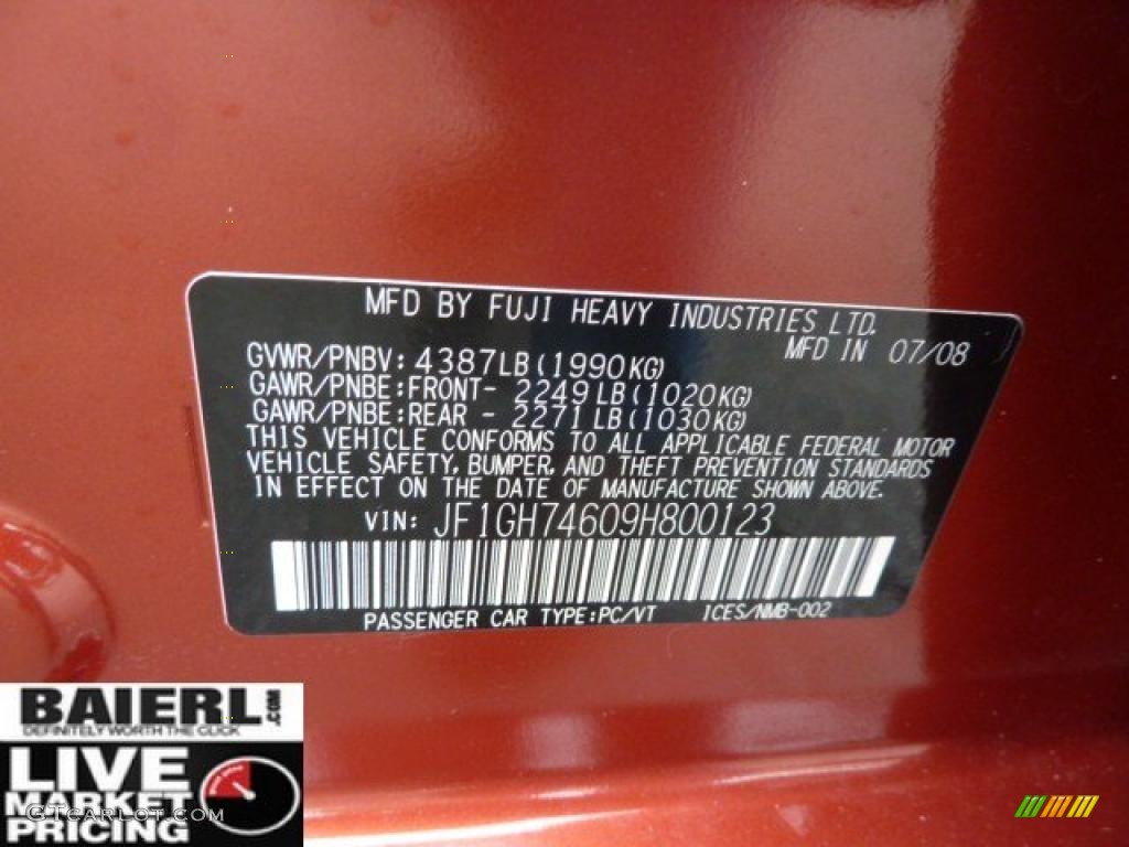 2009 Impreza WRX Wagon - Paprika Red Pearl / Carbon Black photo #17
