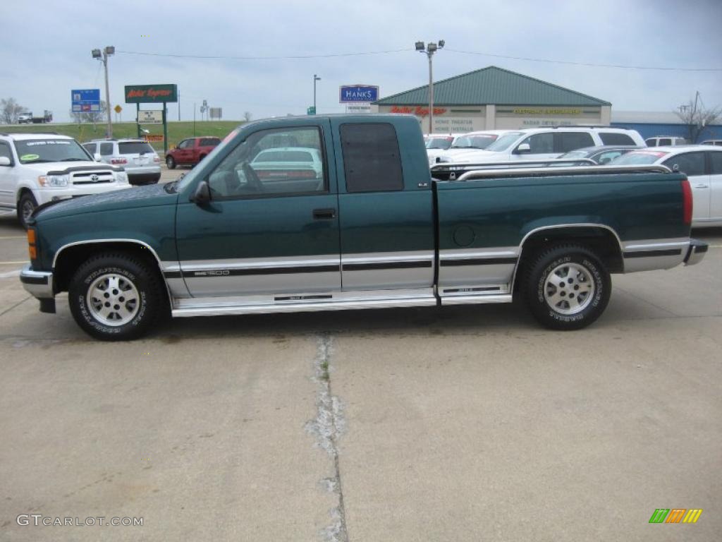 1995 Sierra 1500 SLE Extended Cab - Forest Green Metallic / Beige photo #4