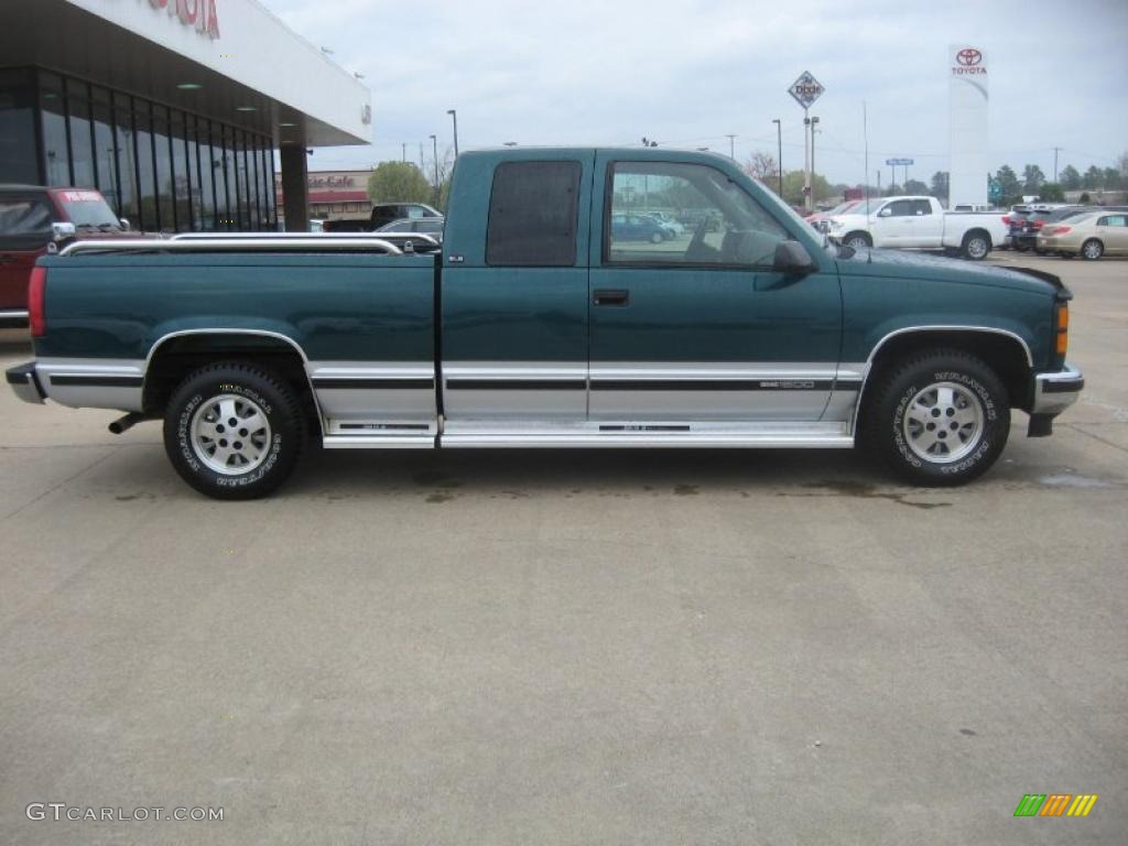 1995 Sierra 1500 SLE Extended Cab - Forest Green Metallic / Beige photo #8