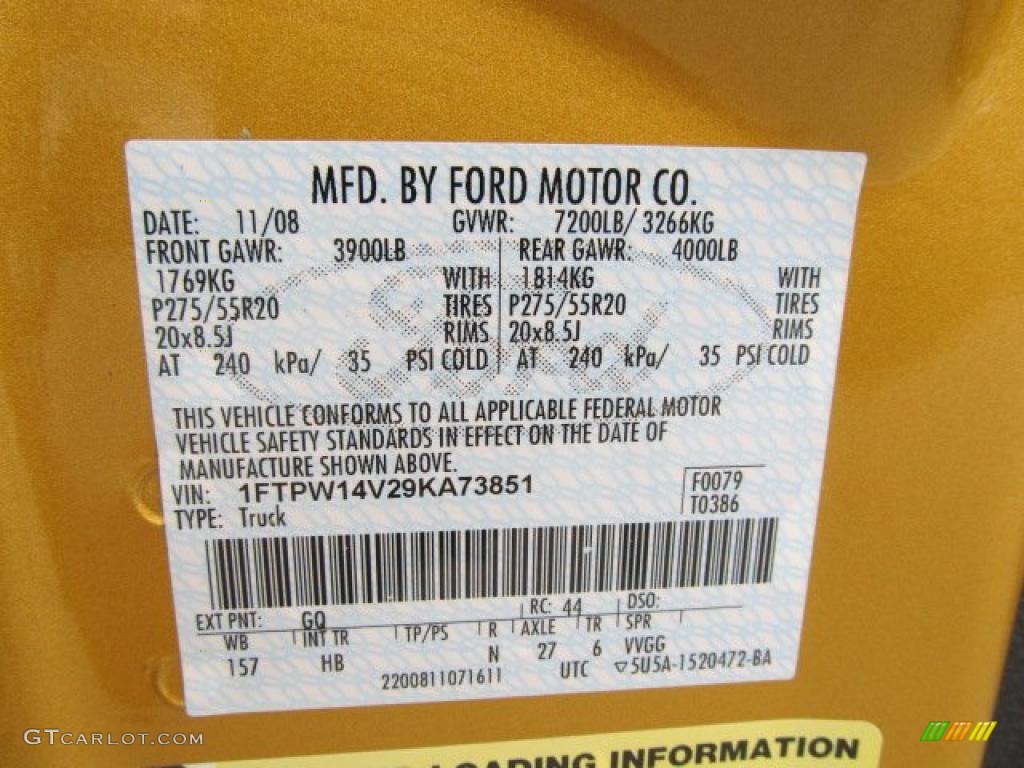 2009 F150 Color Code GQ for Amber Gold Metallic Photo #47015172