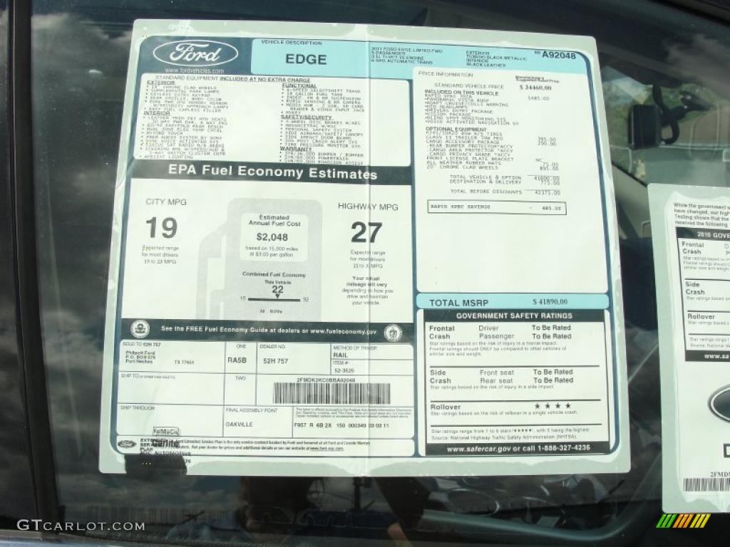2011 Ford Edge Limited Window Sticker Photo #47024037