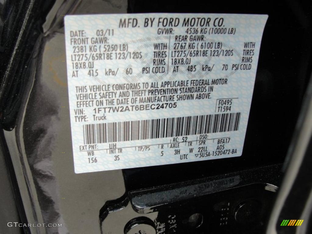 2011 F250 Super Duty Color Code UH for Tuxedo Black Metallic Photo #47025183