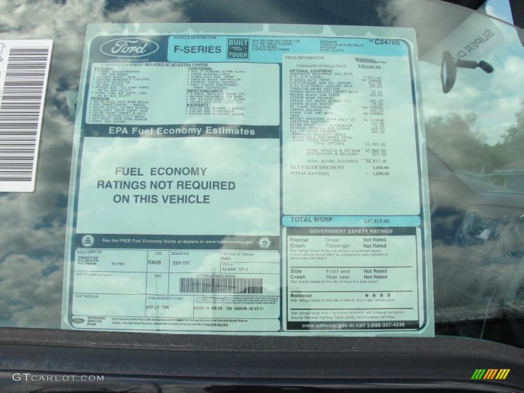 2011 Ford F250 Super Duty XLT Crew Cab Window Sticker Photo #47025195