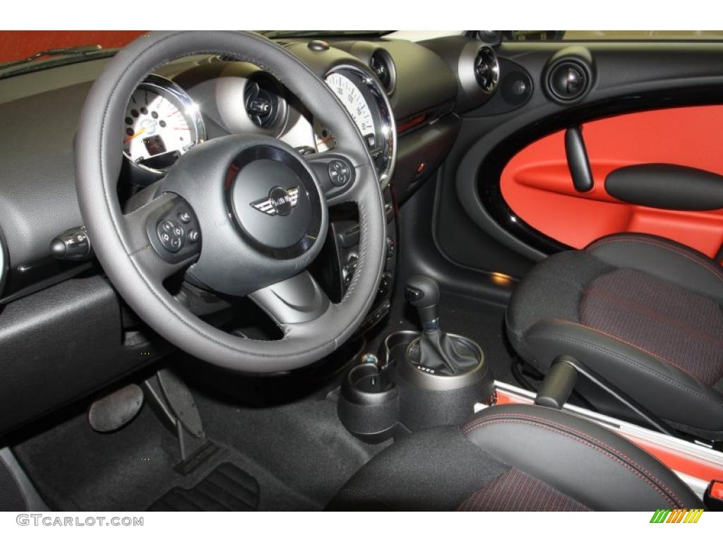 Pure Red Leather/Cloth Interior 2011 Mini Cooper Countryman Photo #47027193