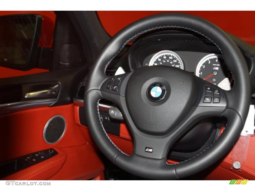 2011 BMW X6 M M xDrive Sakhir Orange Full Merino Leather Steering Wheel Photo #47027538