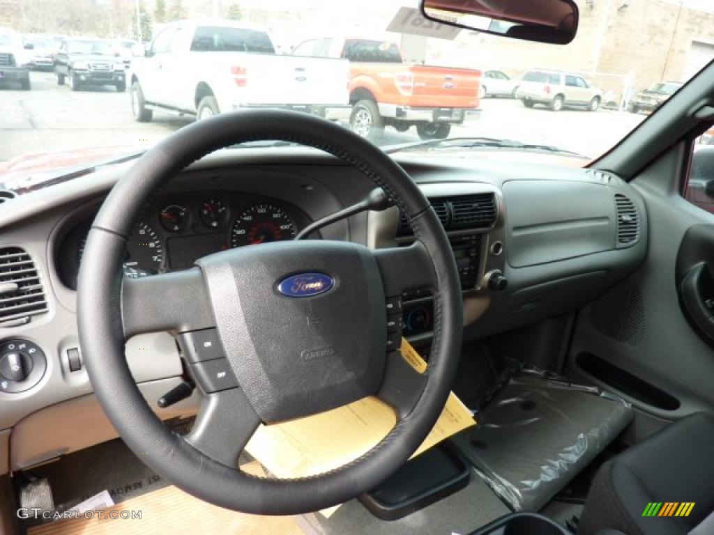 2011 Ford Ranger XLT SuperCab Medium Dark Flint Steering Wheel Photo #47027925