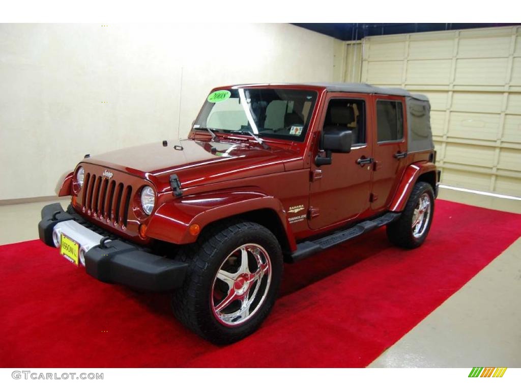 2008 Wrangler Unlimited Sahara - Red Rock Crystal Pearl / Dark Khaki/Medium Khaki photo #3