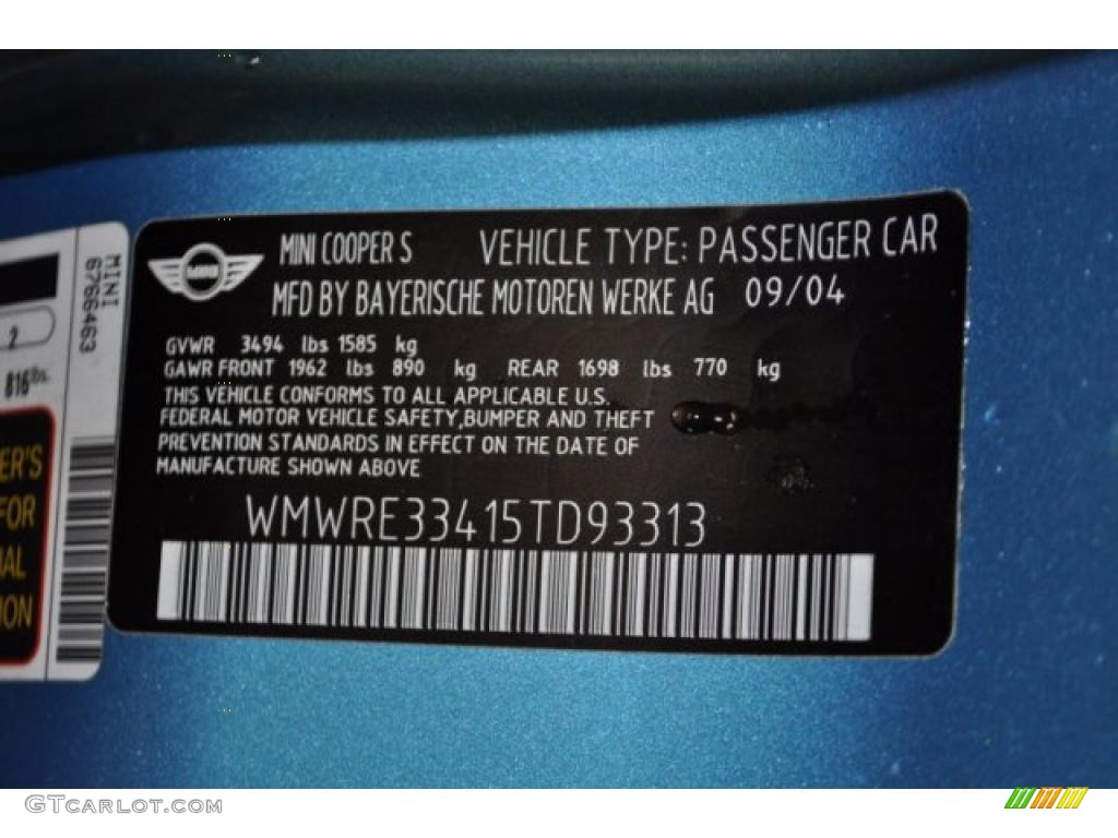 2005 Cooper S Hardtop - Electric Blue Metallic / Panther Black photo #9