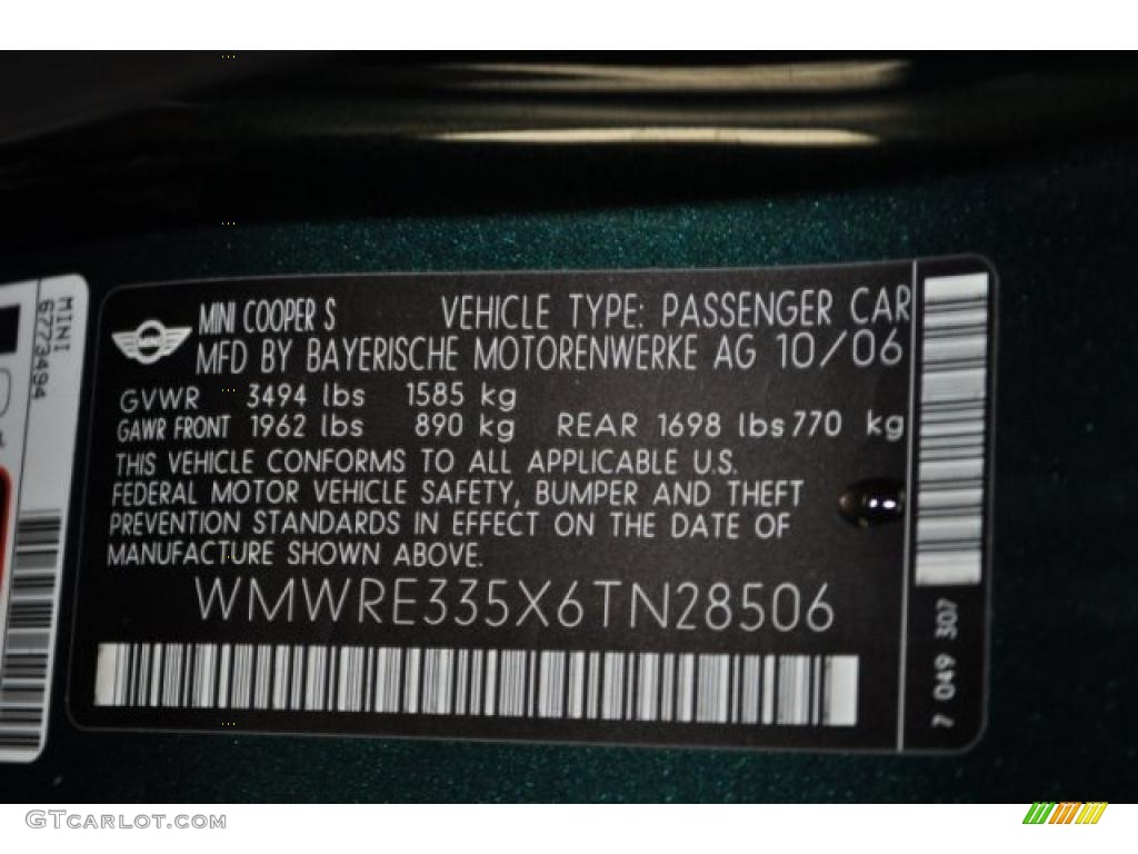 2006 Cooper S Hardtop - British Racing Green Metallic / Panther Black photo #9