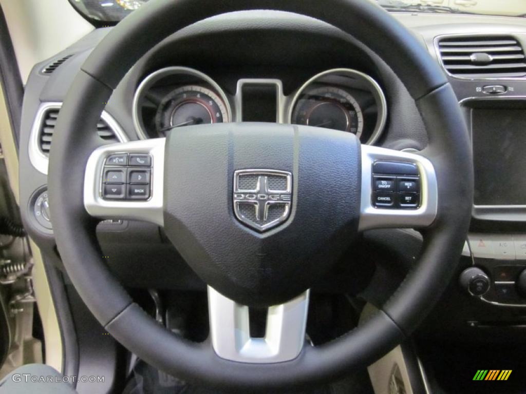 2011 Dodge Journey Crew Black/Light Frost Beige Steering Wheel Photo #47038341