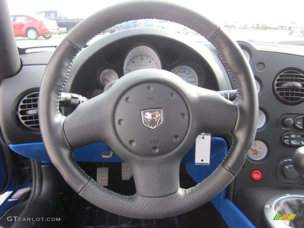 2008 Dodge Viper SRT-10 Coupe Black/Blue Steering Wheel Photo #47039709
