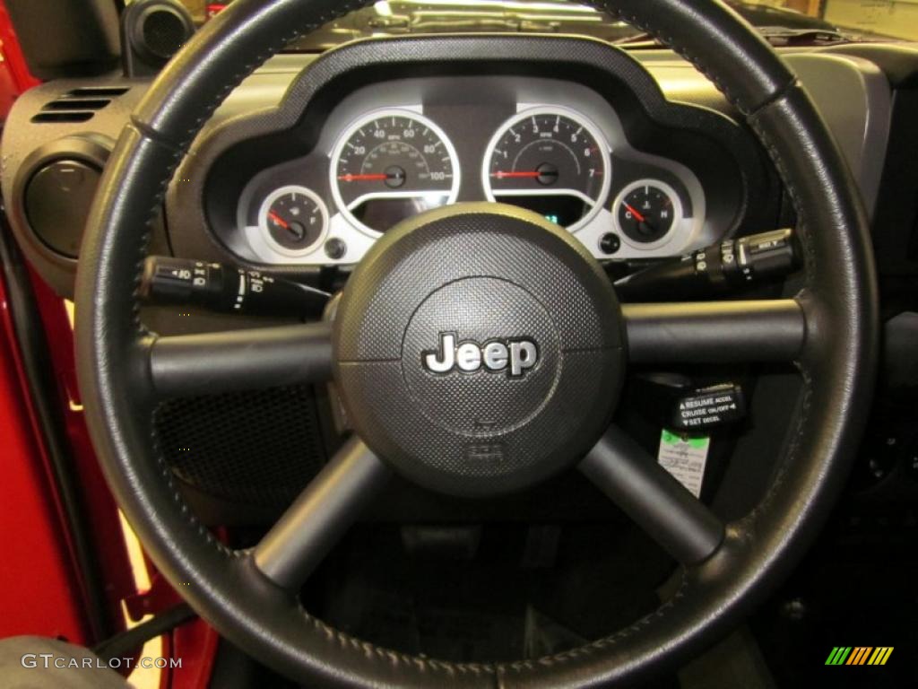 2010 Jeep Wrangler Unlimited Rubicon 4x4 Dark Slate Gray/Medium Slate Gray Steering Wheel Photo #47040507