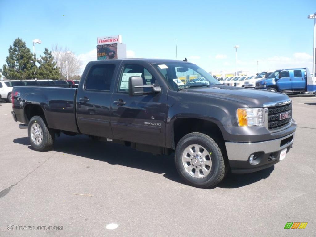 Storm Gray Metallic 2011 GMC Sierra 3500HD SLT Crew Cab 4x4 Exterior Photo #47043867