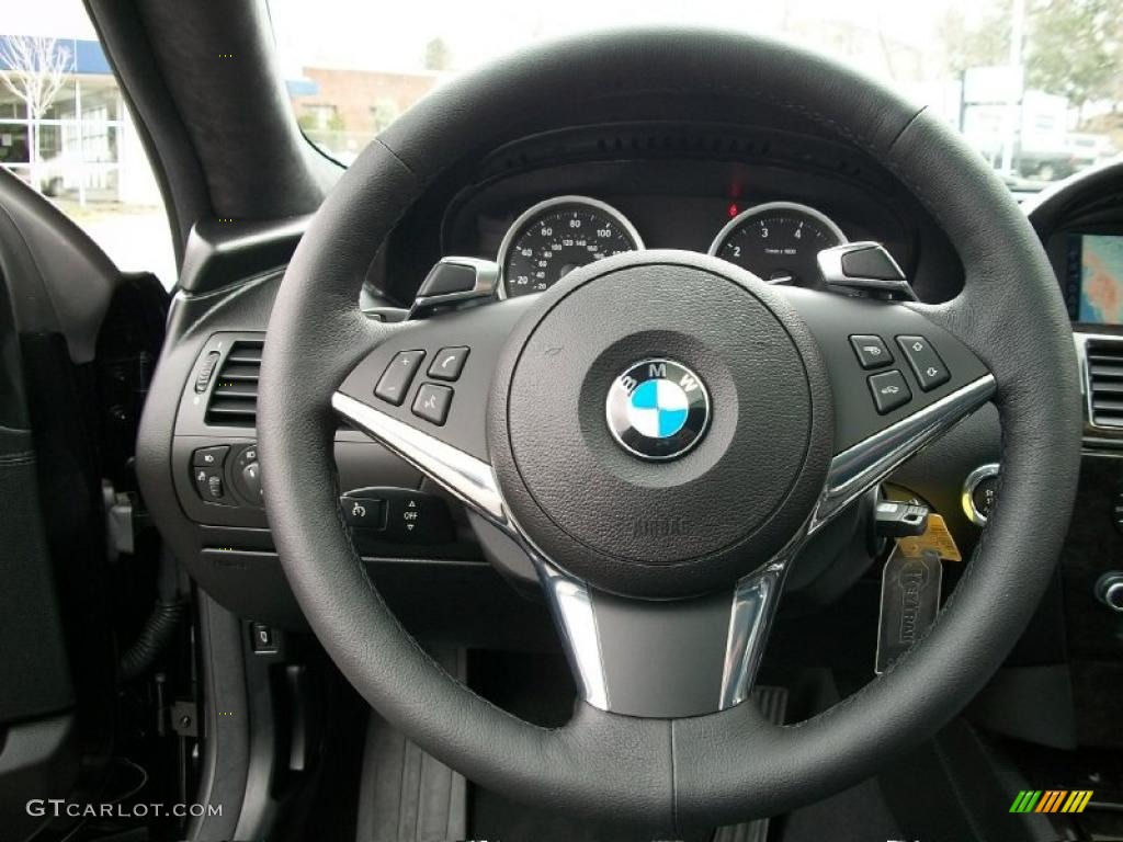 2010 BMW 6 Series 650i Coupe Black Steering Wheel Photo #47051958