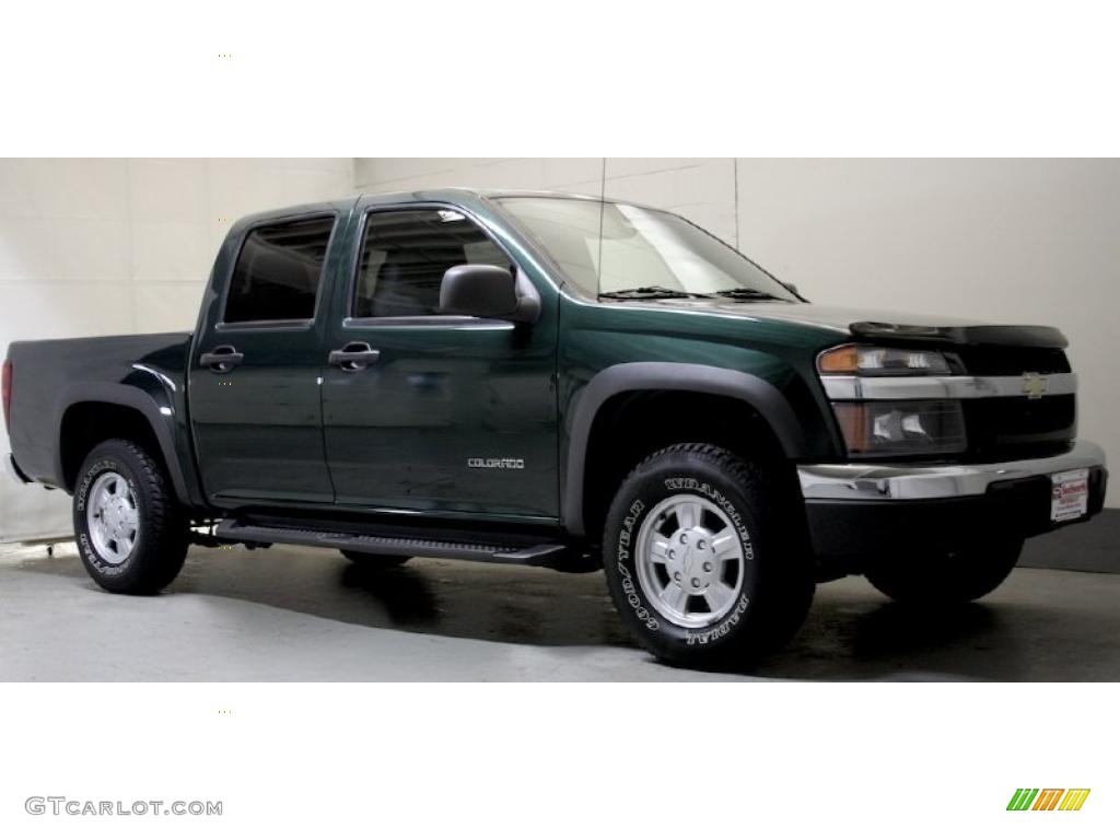 2004 Colorado LS Crew Cab 4x4 - Dark Green Metallic / Very Dark Pewter photo #1