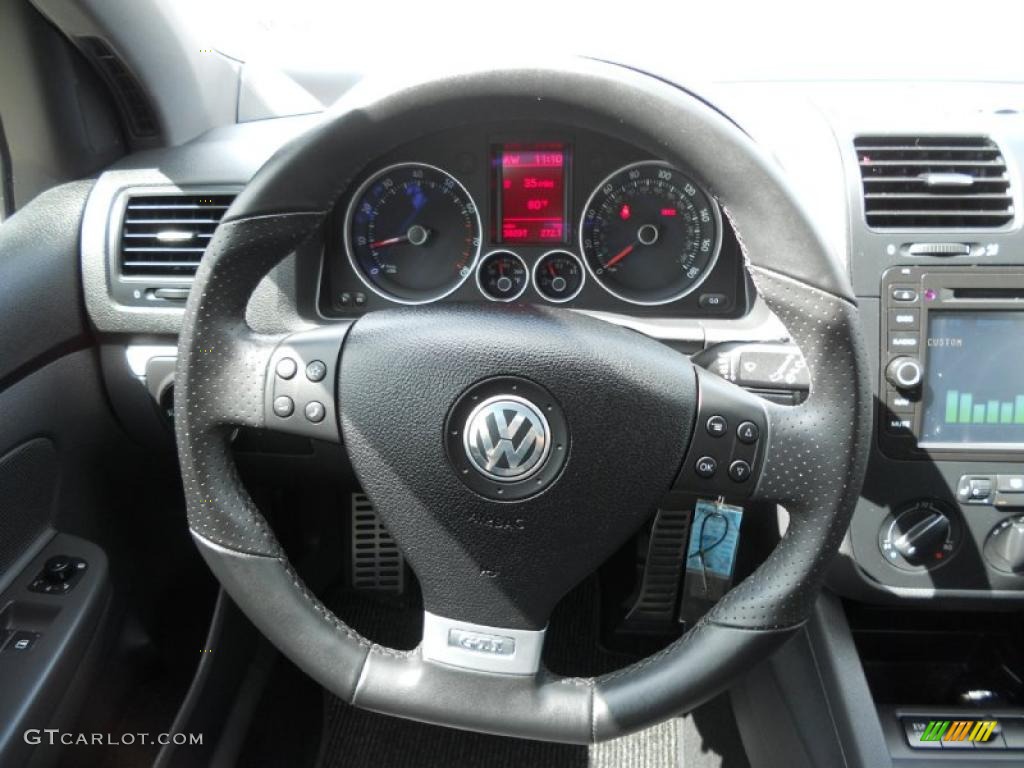 2009 Volkswagen GTI 2 Door Anthracite Black Leather Steering Wheel Photo #47053833