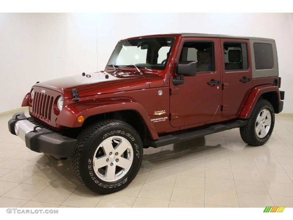 2008 Wrangler Unlimited Sahara 4x4 - Red Rock Crystal Pearl / Dark Khaki/Medium Khaki photo #3