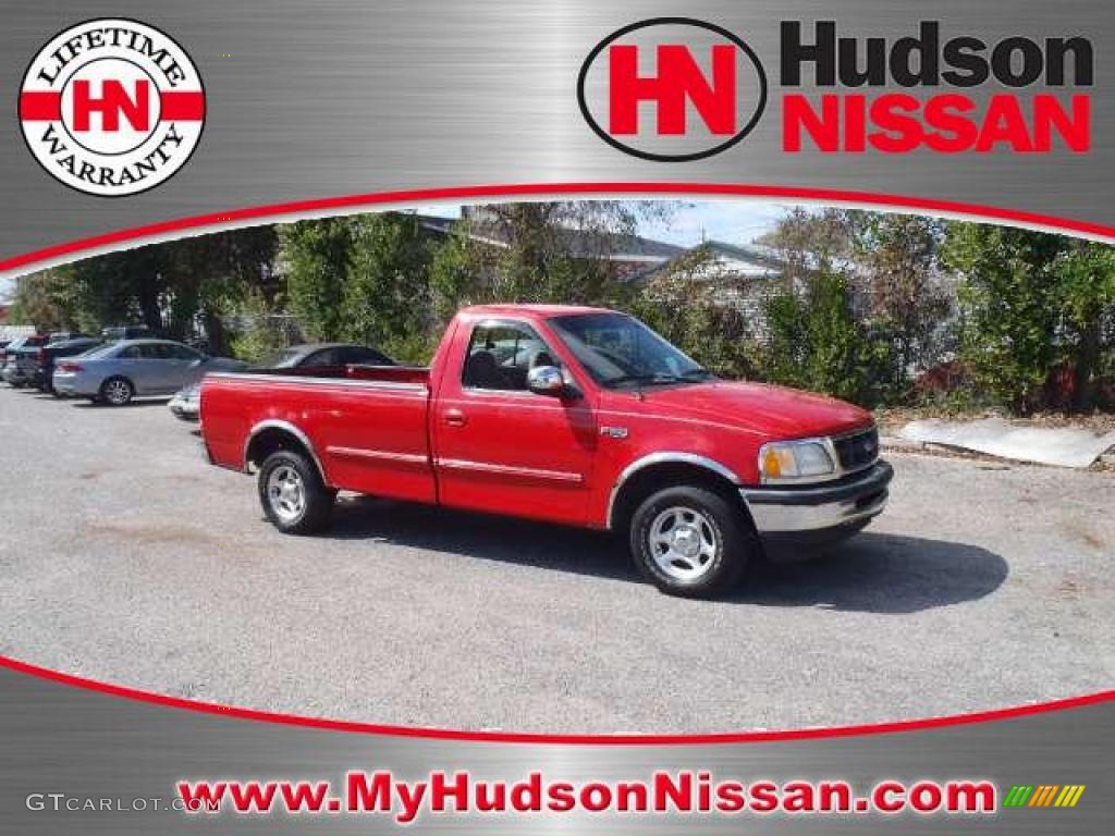 1997 F150 XLT Regular Cab - Bright Red / Medium Graphite photo #1