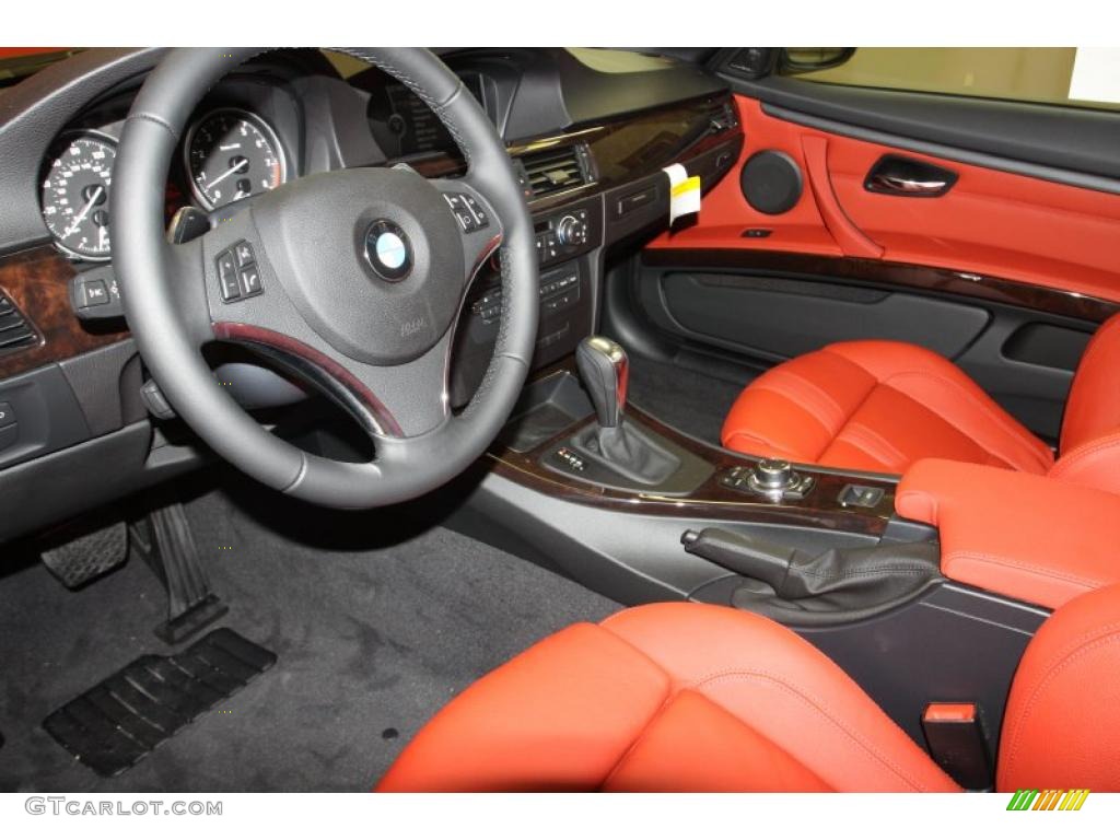 Coral Red/Black Dakota Leather Interior 2011 BMW 3 Series 335i Convertible Photo #47059922