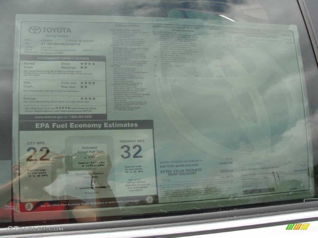 2011 Toyota Camry SE Window Sticker Photos