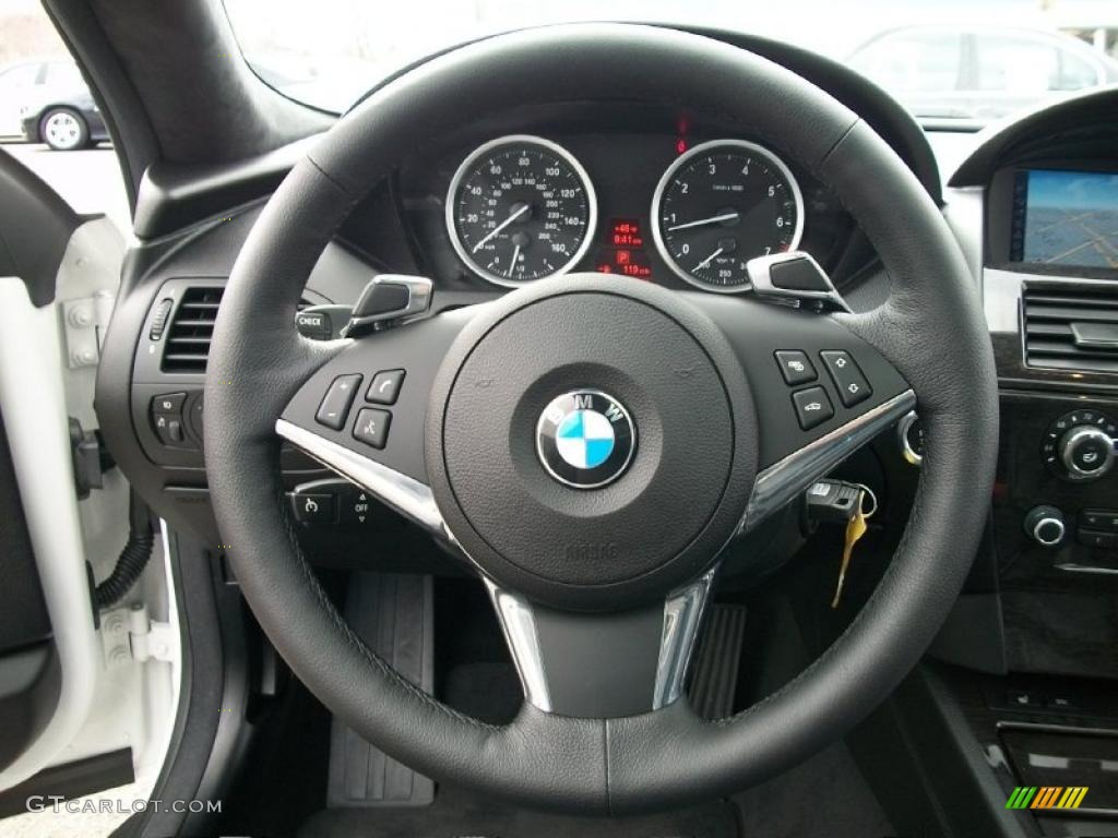 2010 BMW 6 Series 650i Coupe Black Steering Wheel Photo #47062268