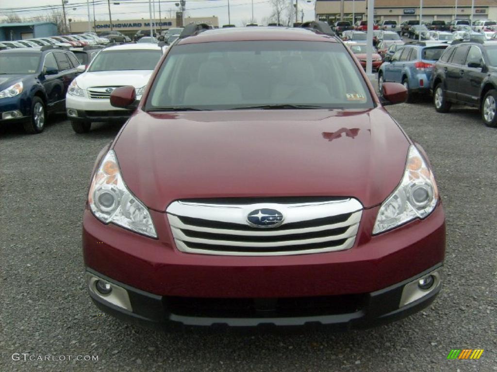 2011 Outback 2.5i Premium Wagon - Ruby Red Pearl / Warm Ivory photo #6