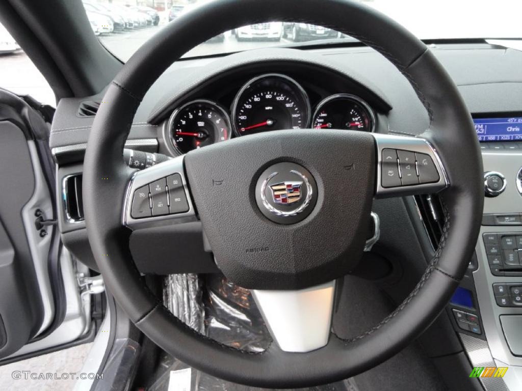 2011 Cadillac CTS Coupe Ebony Steering Wheel Photo #47066570